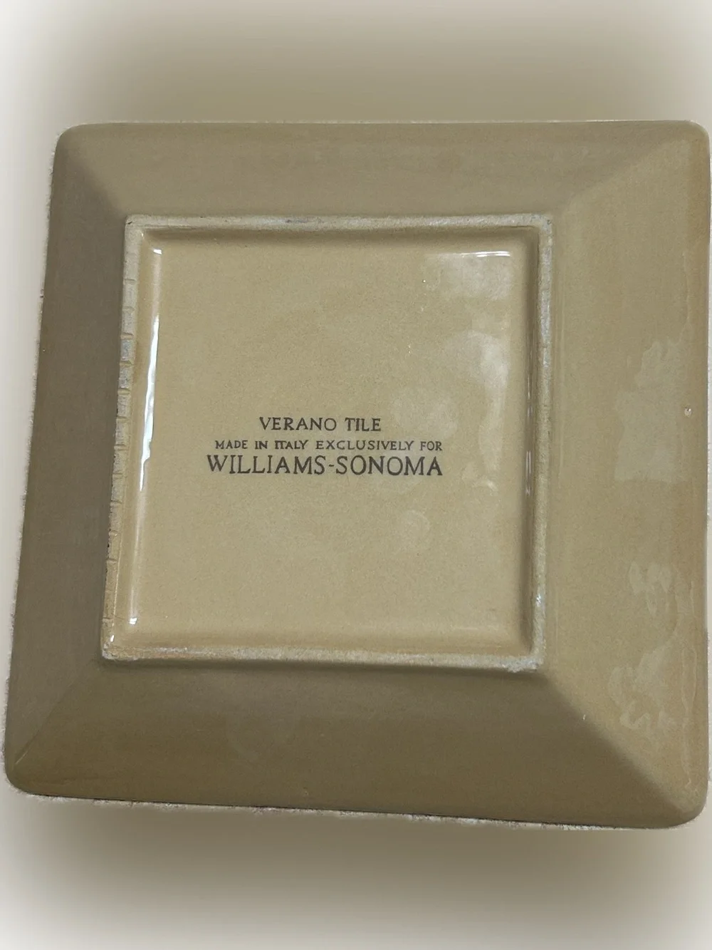 Williams-Sonoma Verano Tile square ceramic serving bowl hand-painted banana tree